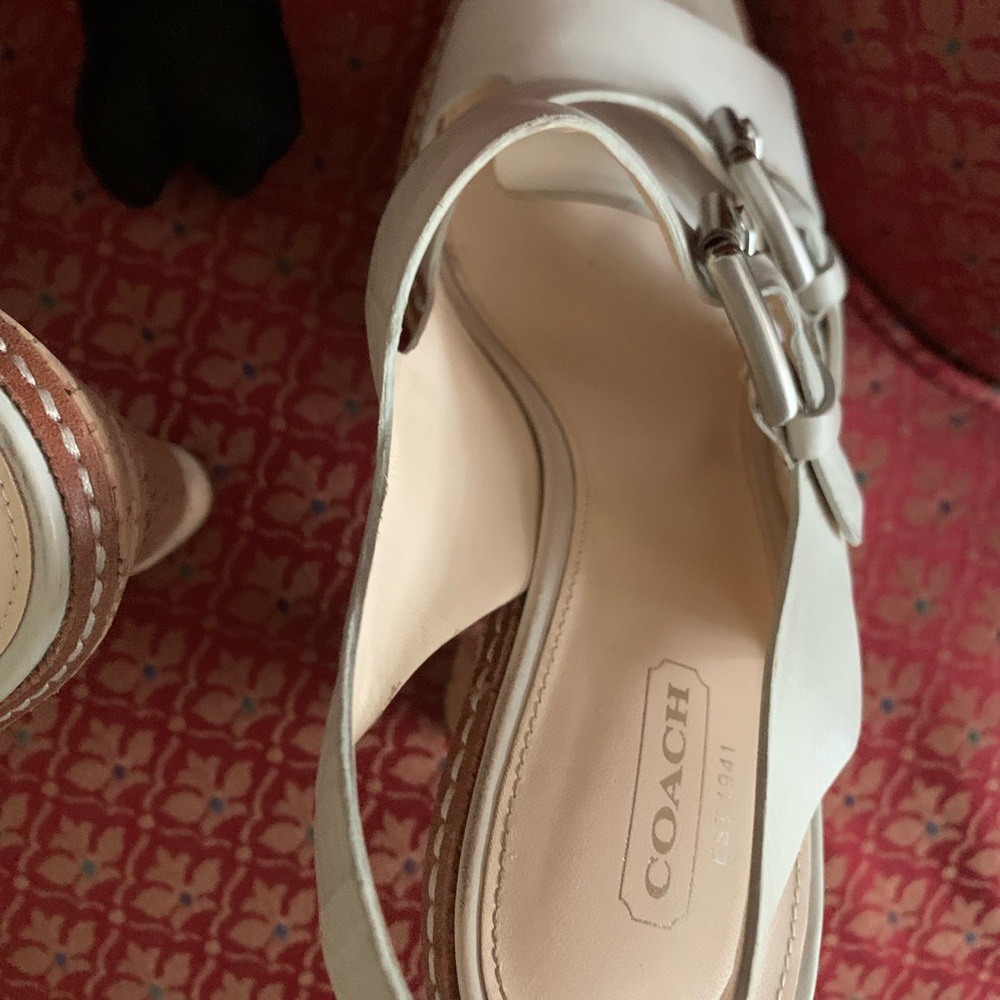 Coach Leather and Buckle Cork Heels - Picture 4 of 5